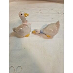 Vintage White Porcelain Duck Figurines Set Of 2